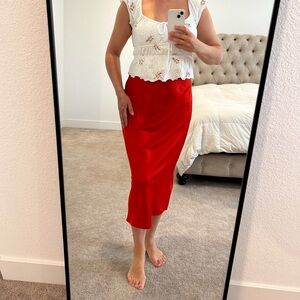 A new day S small orange silky Women's Long Straight Skirt classic